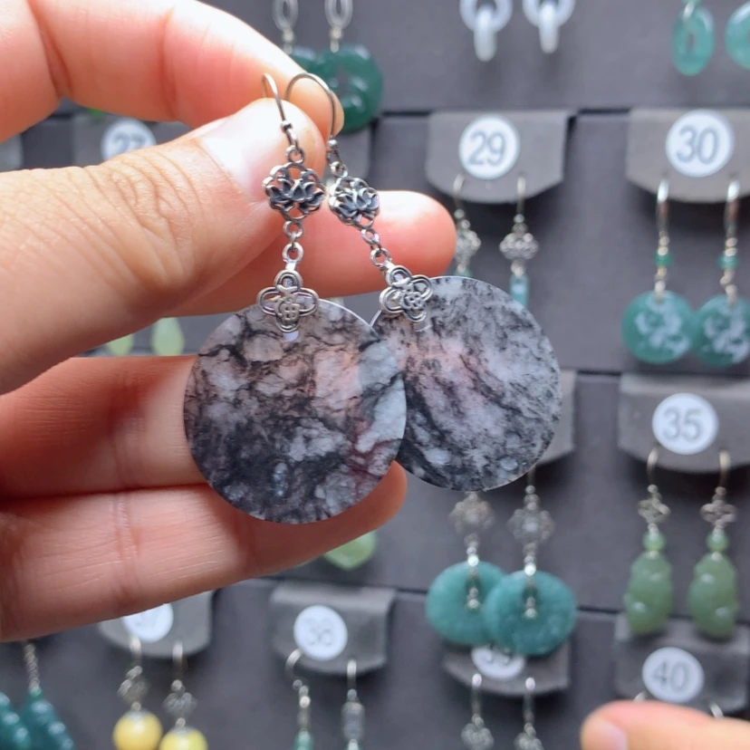 【闪购商品】翡翠银S925镶嵌耳饰满意