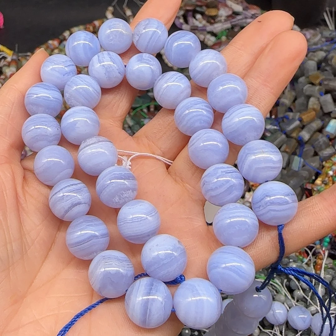 品***雨玛瑙/玉髓合金珠宝半成品蓝纹玛瑙拍四89发一条