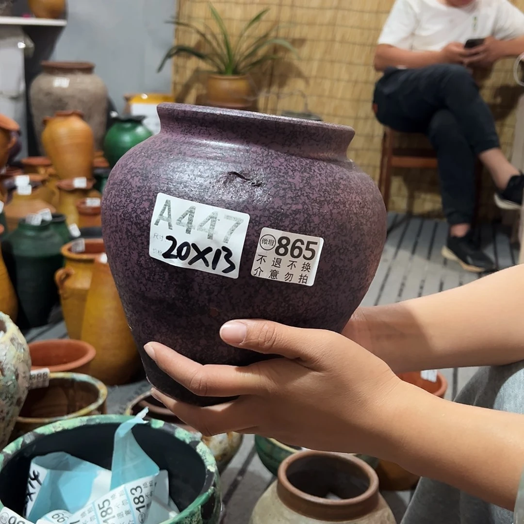 瑕疵紫色坛子有孔865