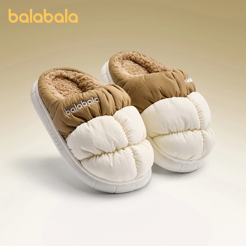 巴拉巴拉儿童亲子棉拖鞋羽绒布2025秋冬宝宝室内居家防滑保暖拖鞋