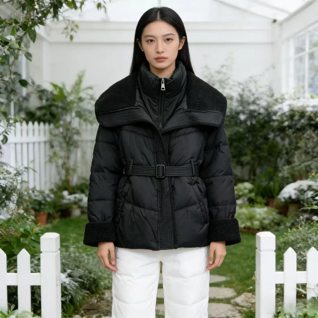 拼接休闲女翻领拉链秋冬短款加厚轻薄半开领869#