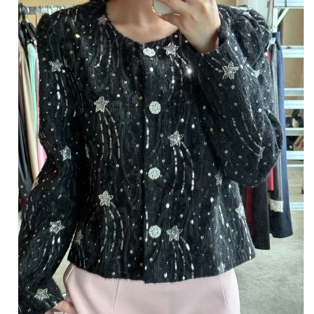 D30874南油爆款刺绣纽扣长袖T恤