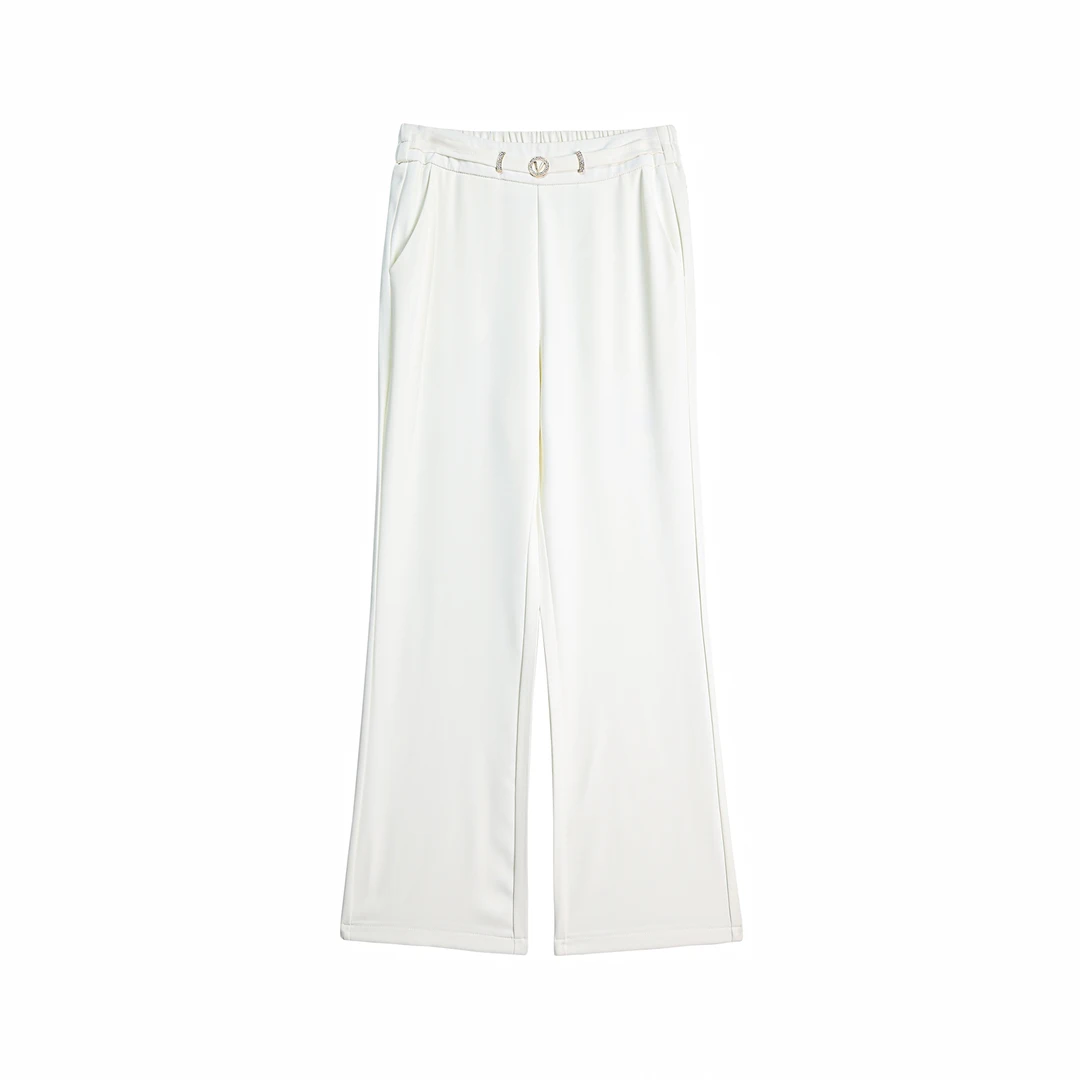 X26181休闲高腰直筒垂坠感微喇西装裤