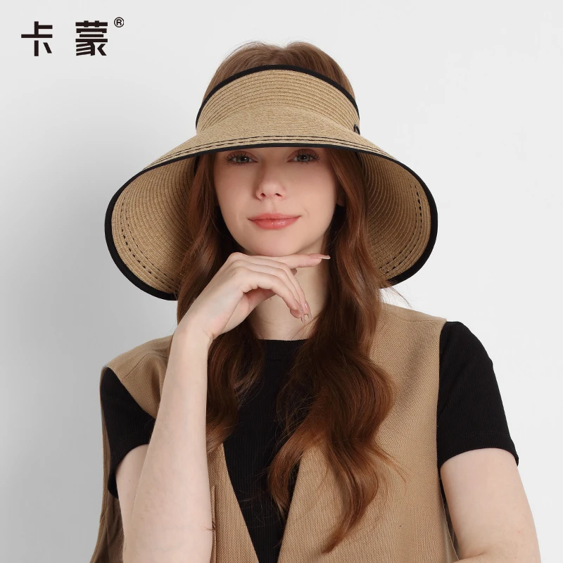 卡蒙 可折叠防晒空顶帽春夏户外防紫外线遮脸草帽 女款