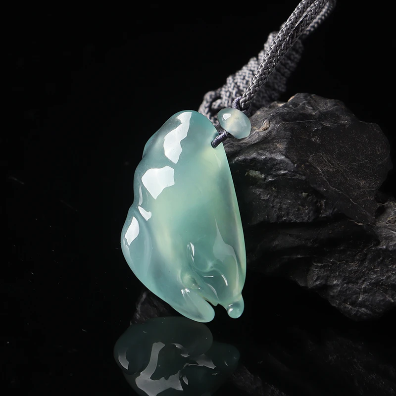 名玉艺术【万象】天然缅甸翡翠 冰种晴蓝底 翡翠吊坠