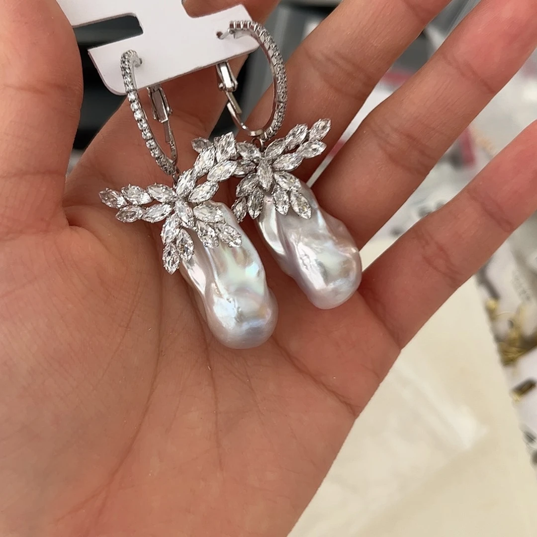 合金淡水珍珠耳饰