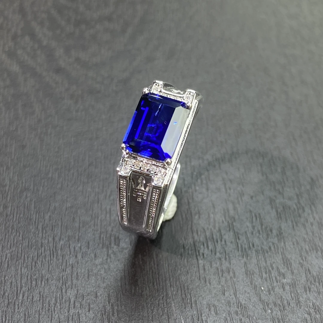 培育蓝宝石【豪车毒】S925银镀金戒指简约时尚新潮雅丹KSJ801