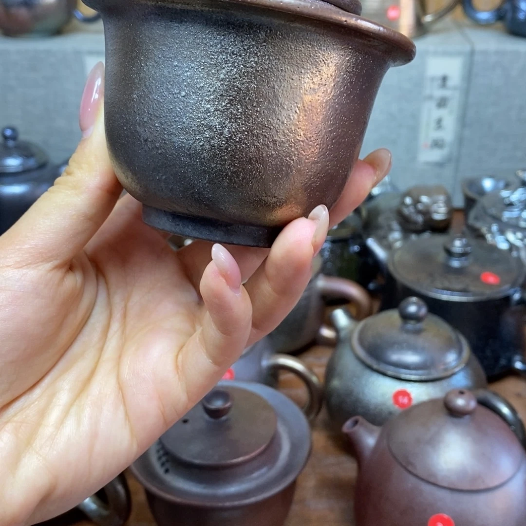 云南建水柴烧微瑕手抓盖碗