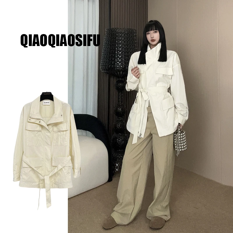 【Q-俏俏】2025春夏时尚休闲百搭设计师款收腰长袖薄款短外套0112