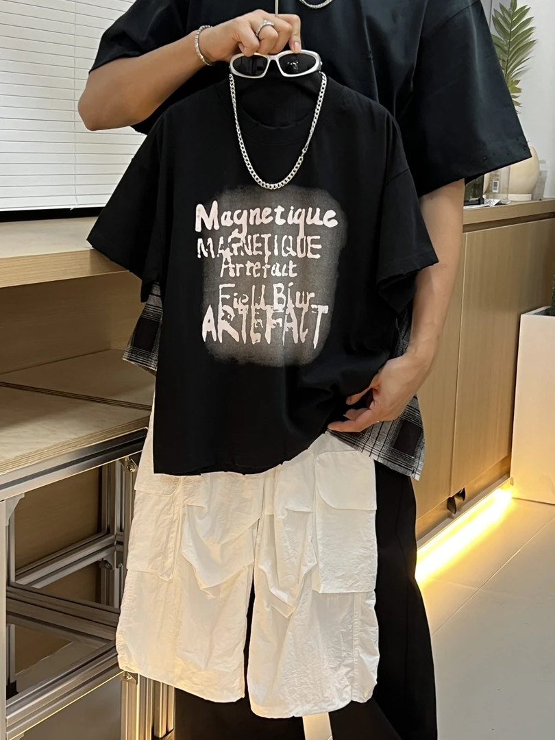 NanMeng自制-2025ss【黑与白潮流】男女童时尚休闲百搭黑色T