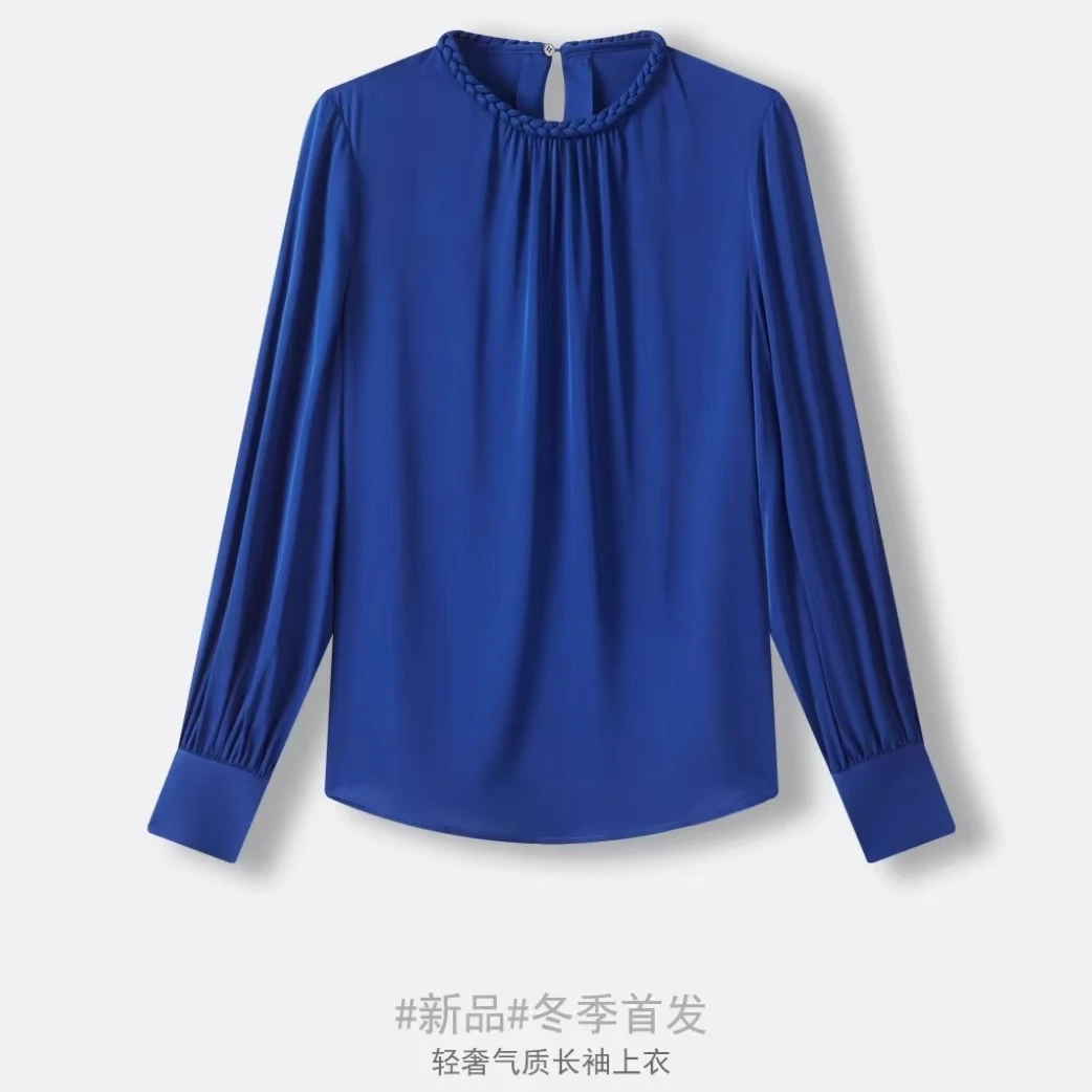 90%桑蚕丝洋气时尚百搭夏季衬衫纯色休闲女士宽松 S6673