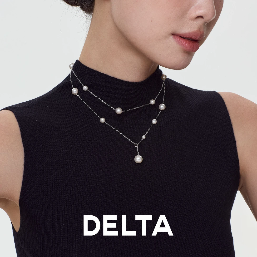 DELTA 坠链均925银仿珍珠 满天星项链长款叠戴高级感轻奢颈链