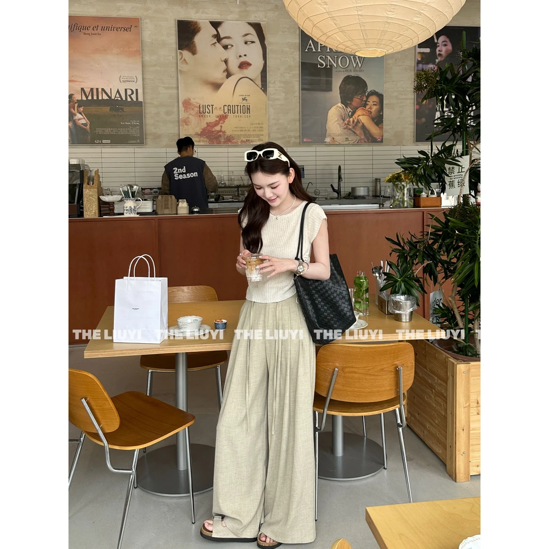 【LIUYI】松弛裤～夏季显瘦高腰休闲裤54026