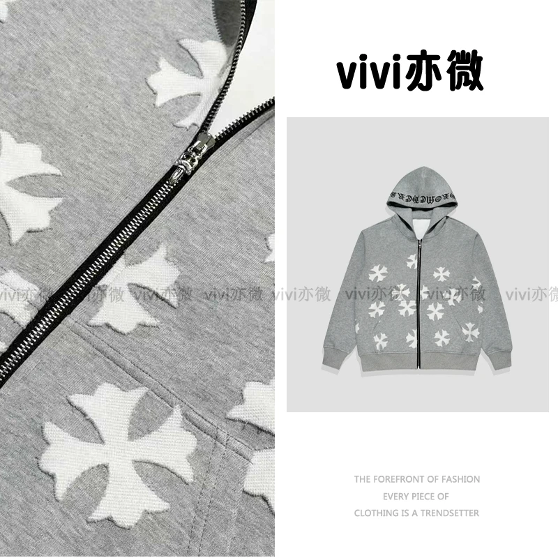 【vivi亦微  |】-印花开衫连帽卫衣外套-M0207
