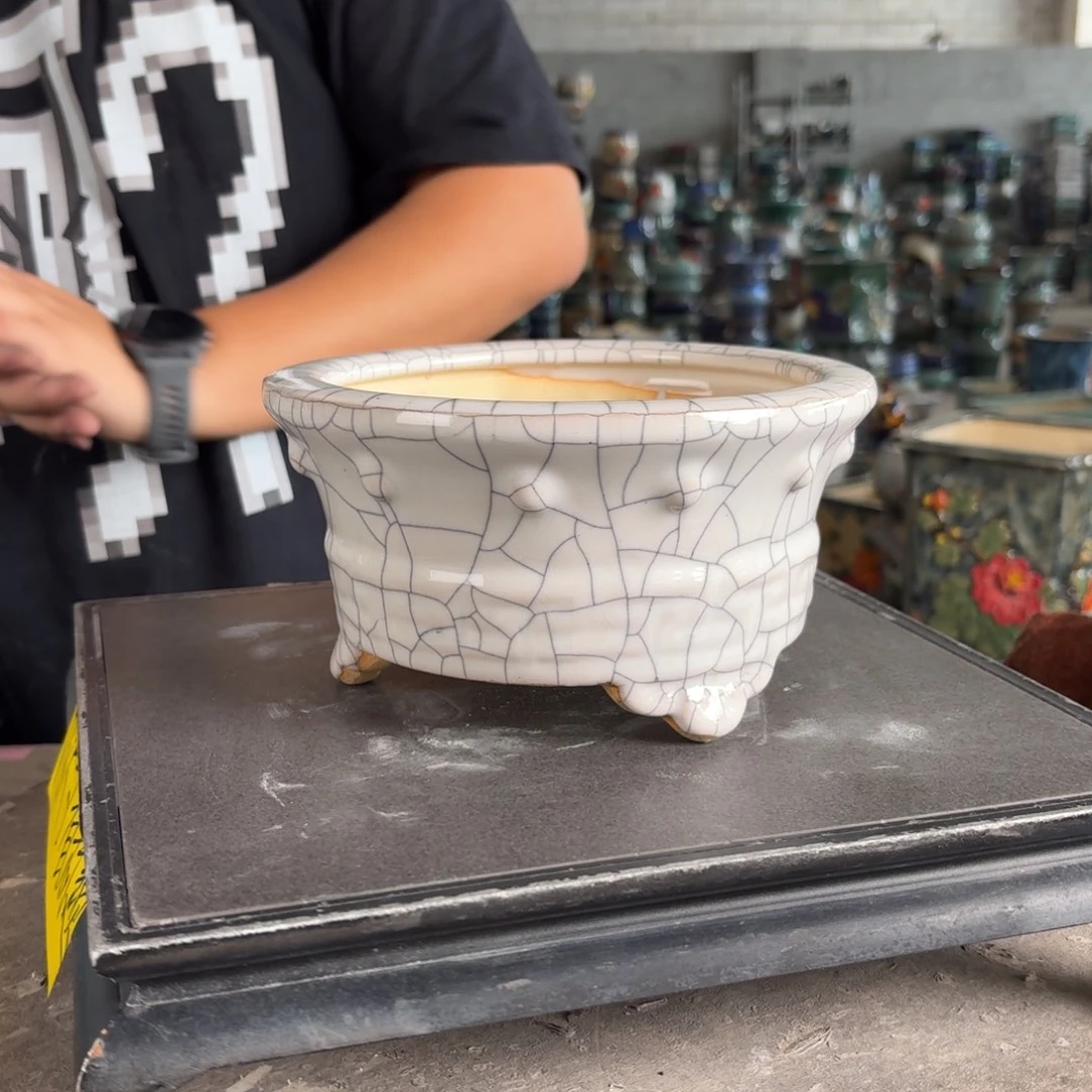 。一风堂石湾花盆 高温裂 内15*7