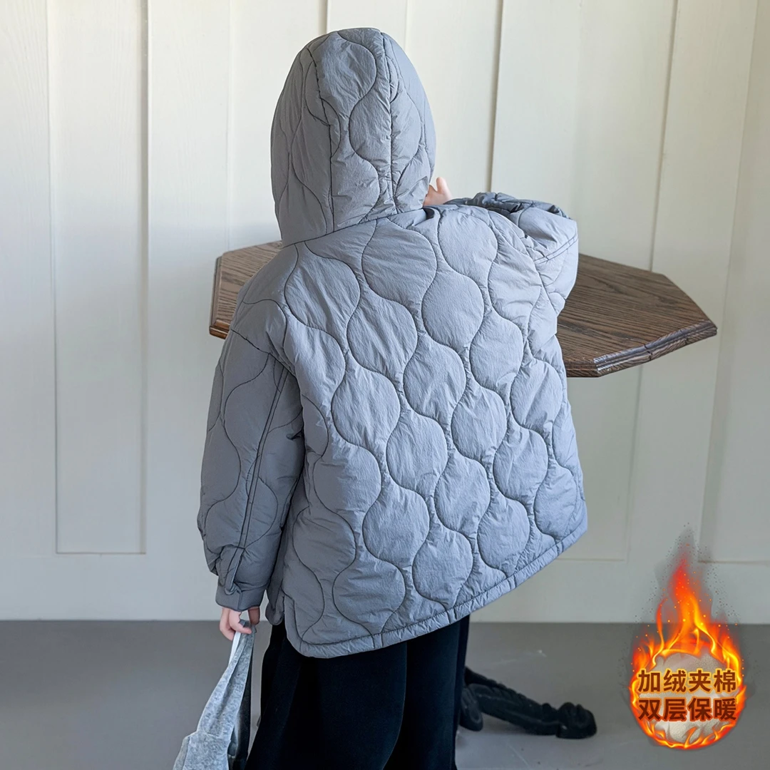 女童冬装新款中大童冬季加绒加厚洋气时髦宝宝棉服儿童外套3~8岁