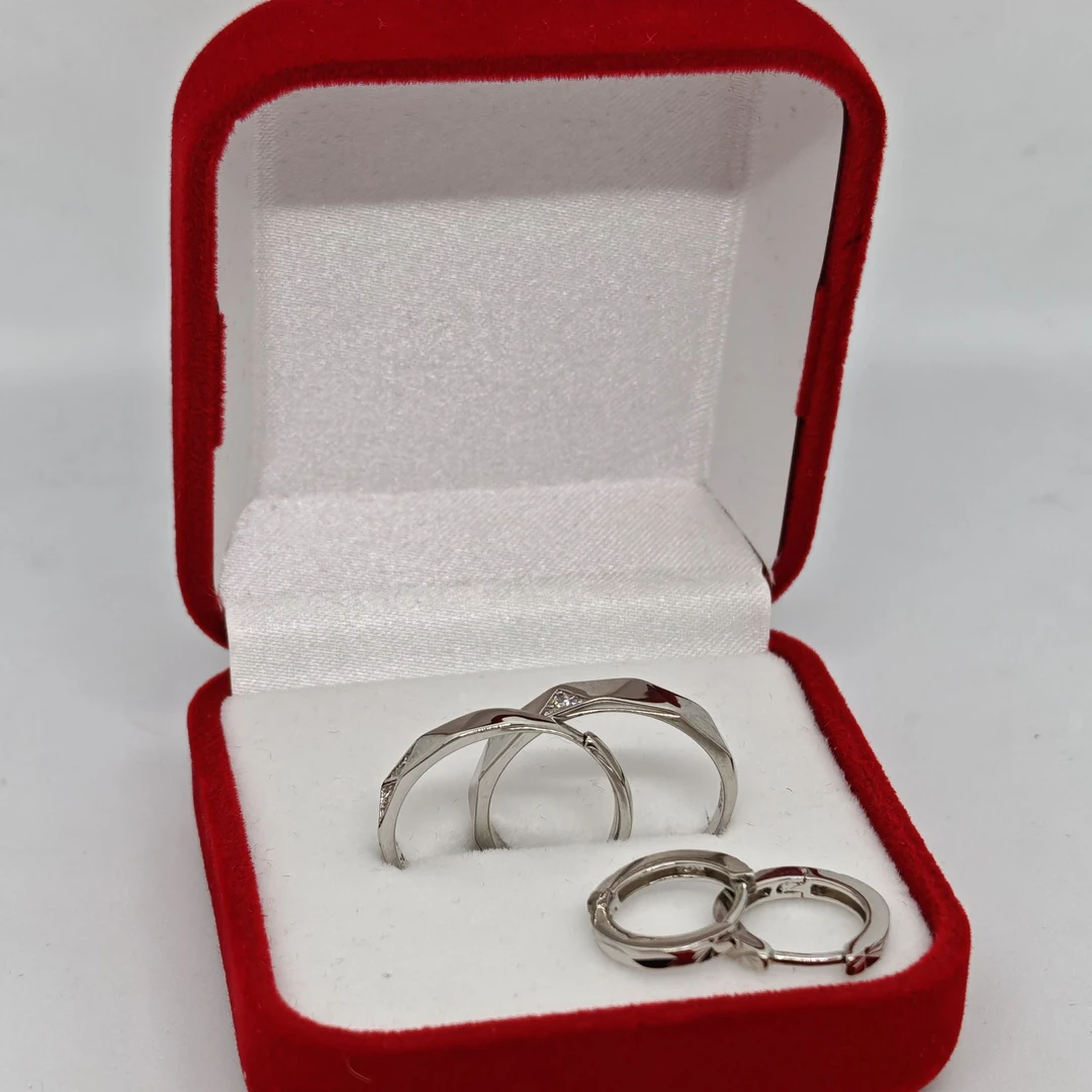 925银银制品 心有所属对戒耳扣情侣套装