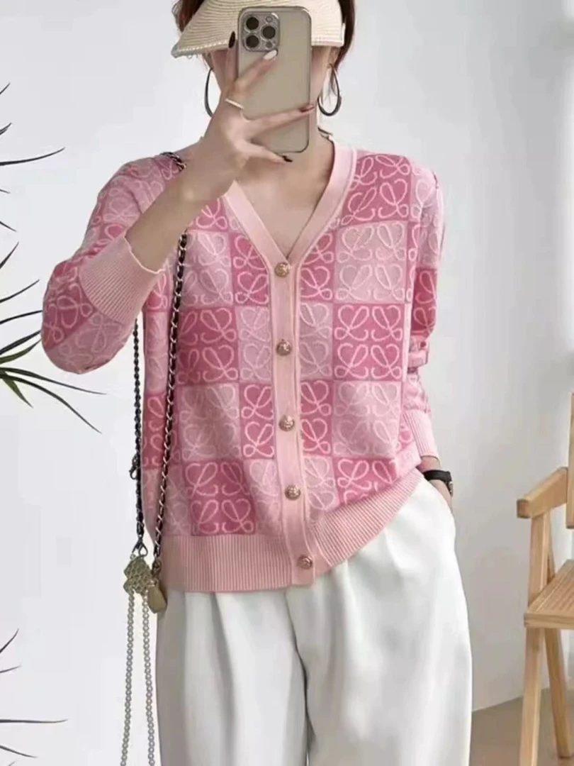 正品清货时尚舒适宽松秋慵懒风百搭女士洋气韩版开衫针织衫毛衣