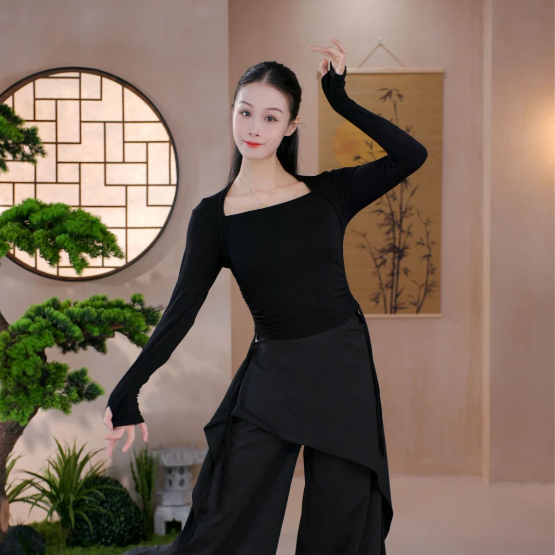 2025新款现代舞春秋修身日常显瘦显气质普拉提女中国舞舞蹈上衣