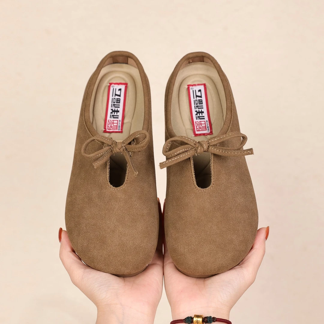 祥福云25-6老北京春季新款轻便舒适百搭洋气平底一脚蹬博肯半拖