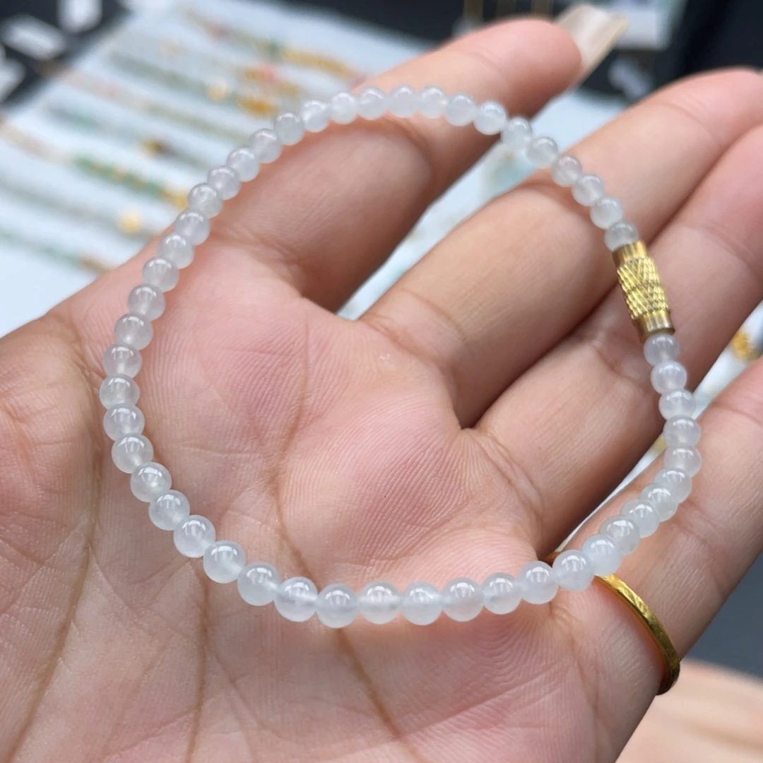 翡翠未镶嵌手串白冰