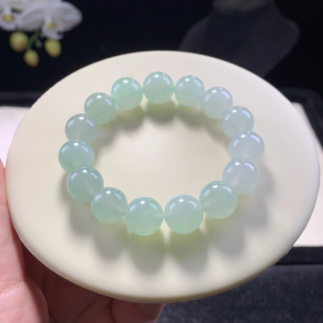 翡翠未镶嵌手串卡12青提串