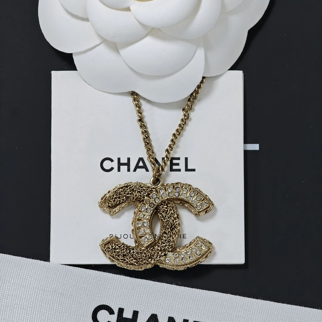 99新 Chanel/香奈儿 项链金色时尚轻奢链条镶钻拼接