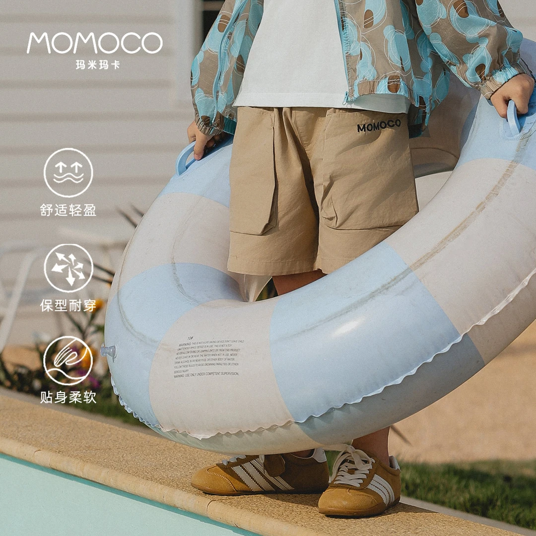 MOMOCO夏季男童薄款卡其色宽松时尚休闲字母百搭短裤77230356010