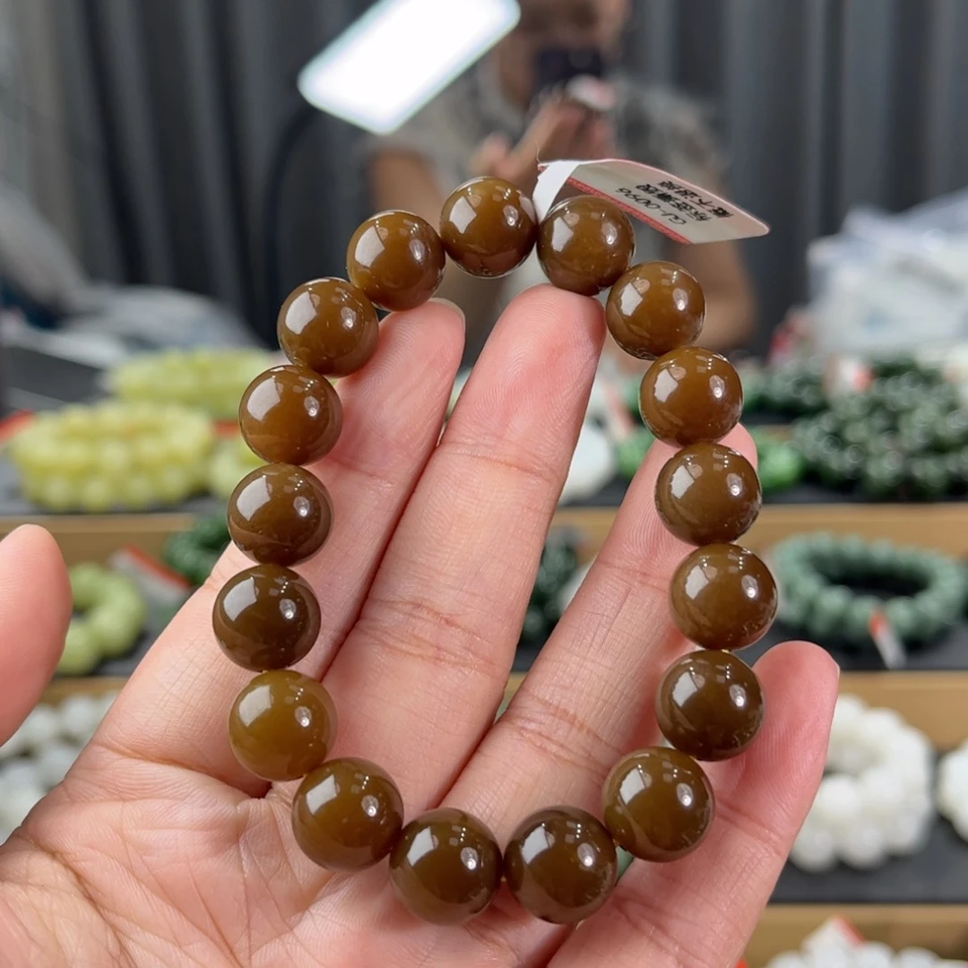 手串未镶嵌和田玉新疆且末老红糖卡12圆珠