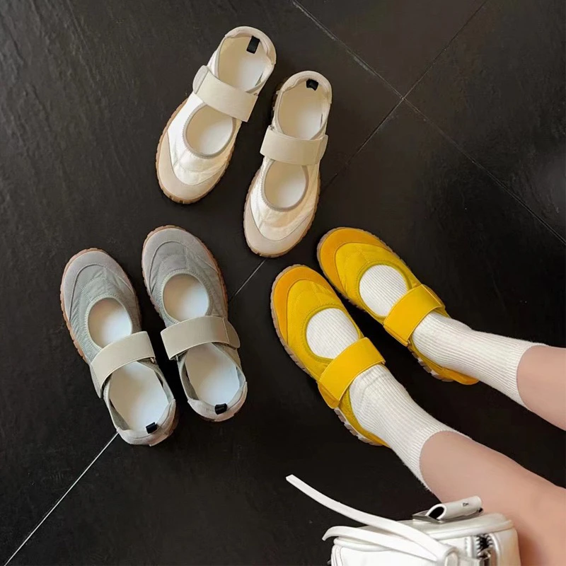 miu法式复古魔术贴户外芭蕾运动鞋女厚底玛丽珍鞋时尚休闲小白鞋