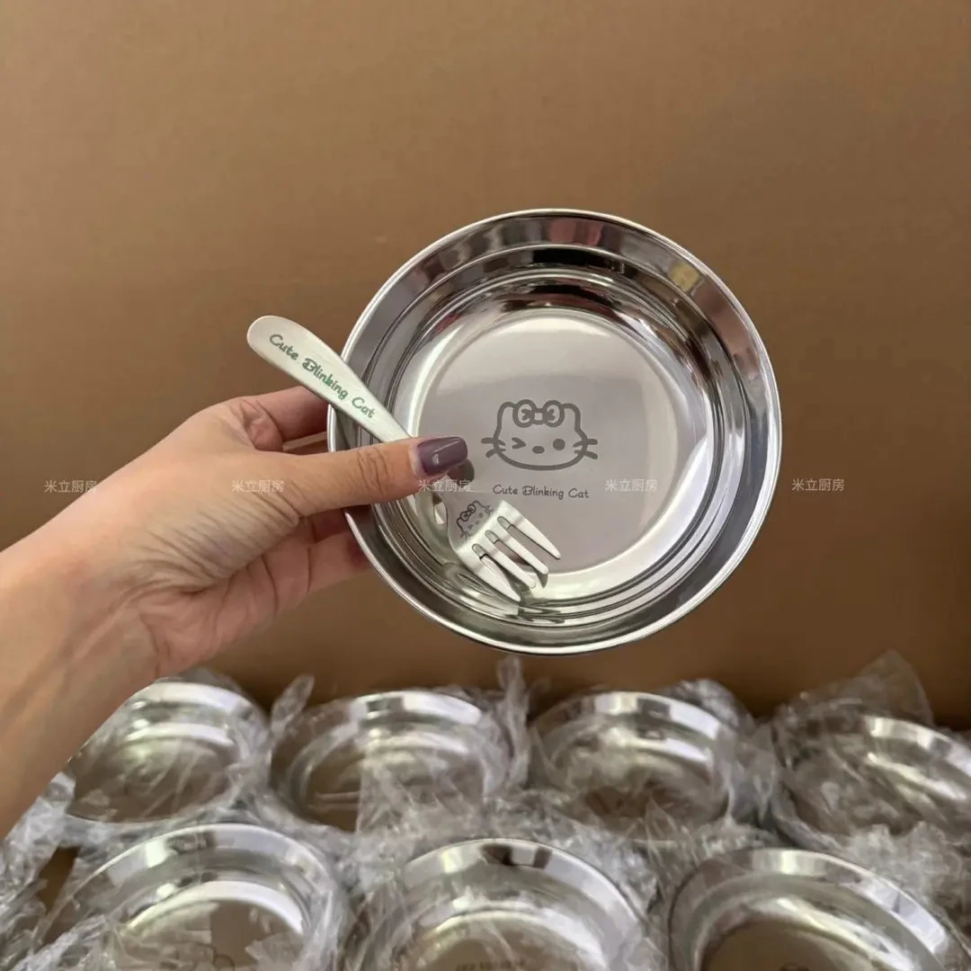 厨房304不锈钢食品级圆盘吃饭盘水果盘多用卡通特厚菜盘