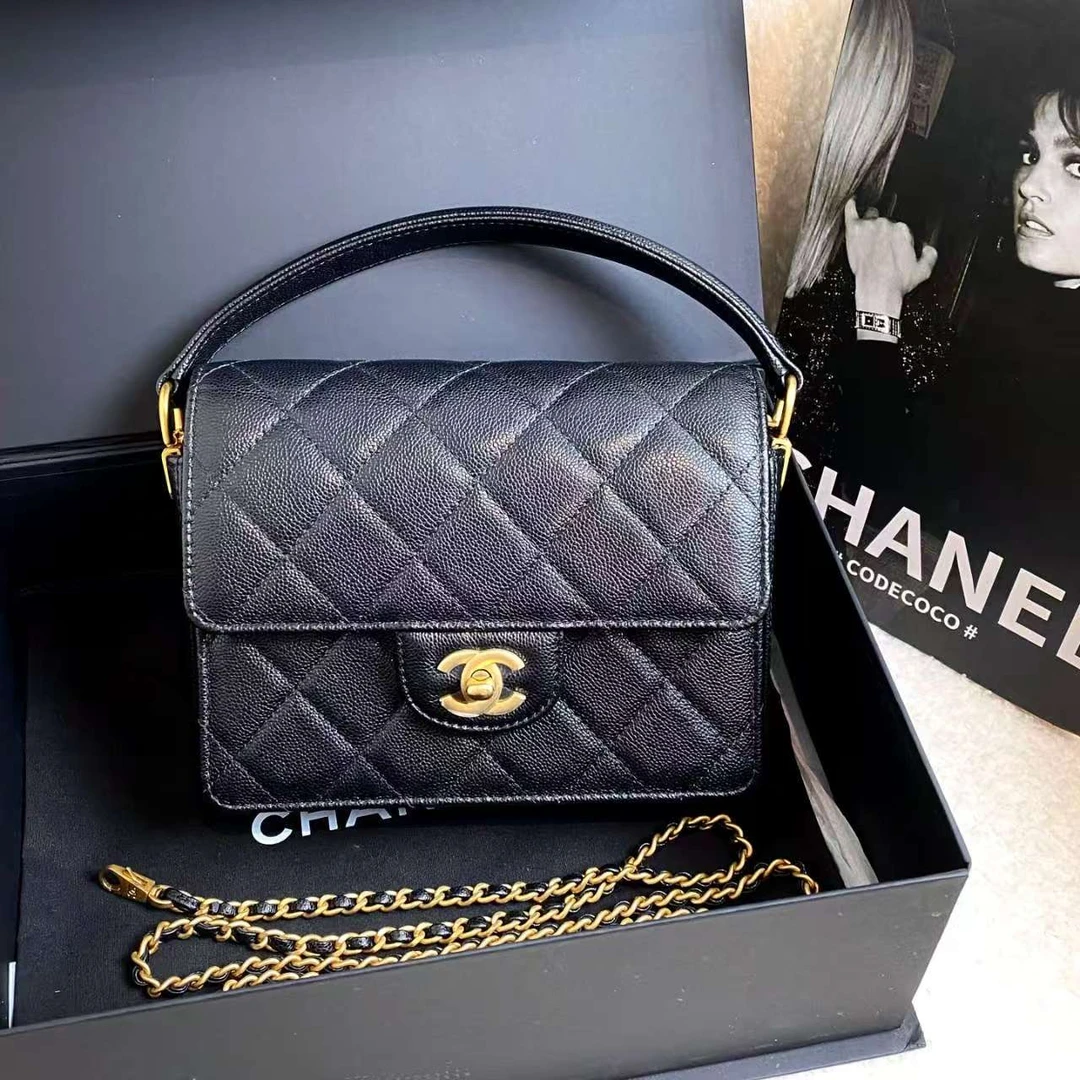 未使用 Chanel/香奈儿 24k黑金牛邮差包/17575197/12期/代卖服务