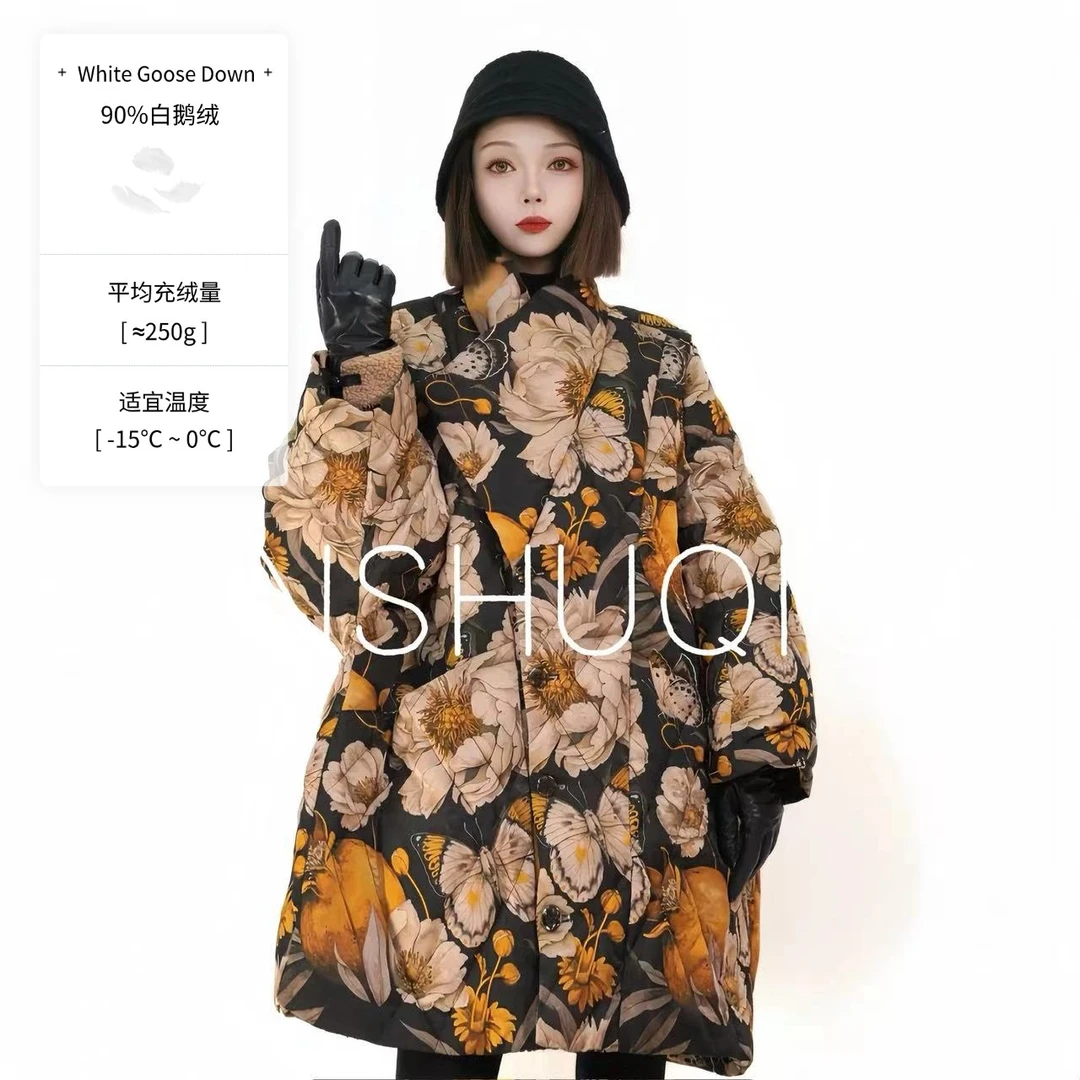 A856【空谷幽兰】冬季新款250g西伯利亚羽绒服90白鹅绒桑蚕丝
