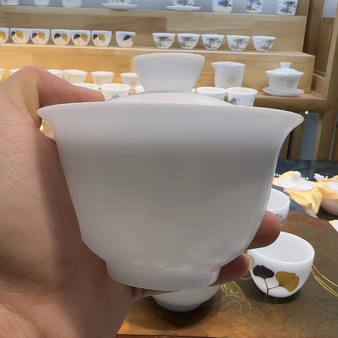 冰种素烧二才盖碗约150毫升