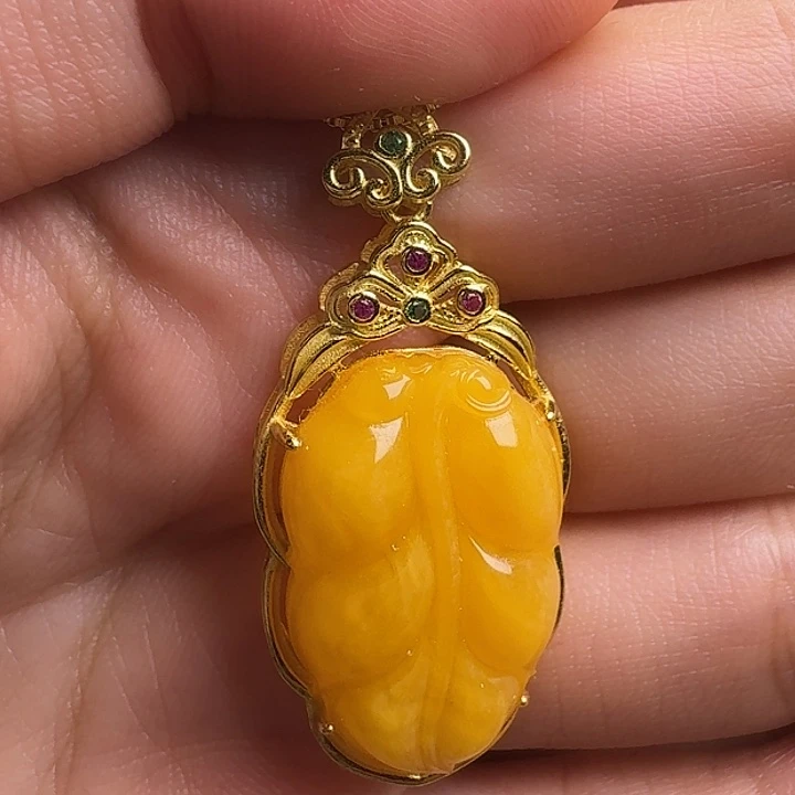 蜜蜡银S925镶嵌吊坠(不含链)吊坠