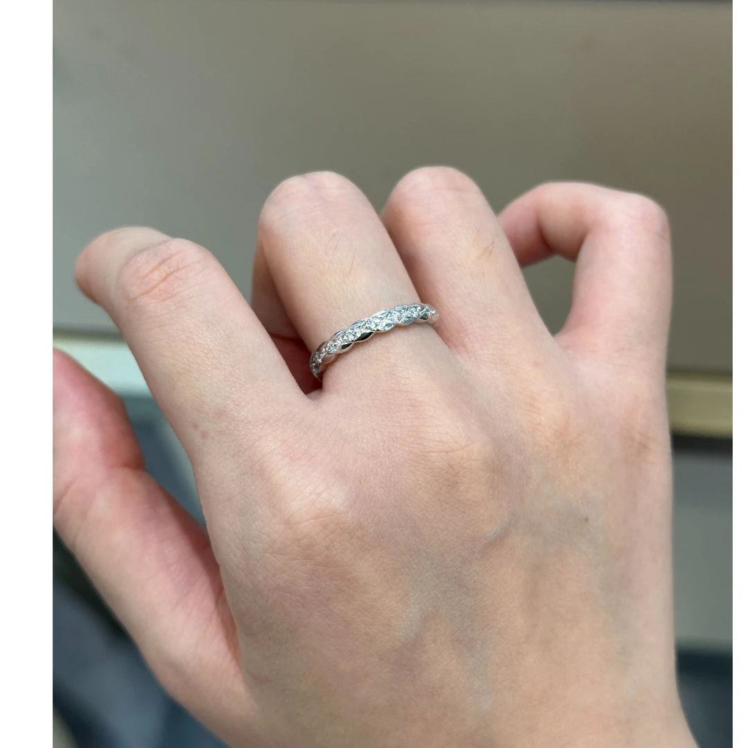 实验室培育钻石PT950铂金麻花镶钻排戒私人定制送女友送老婆