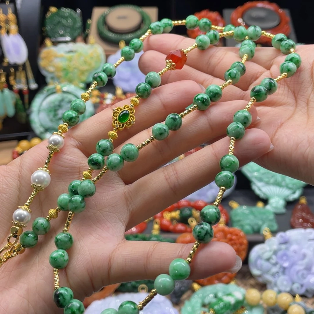 翡翠颈饰未镶嵌代编织