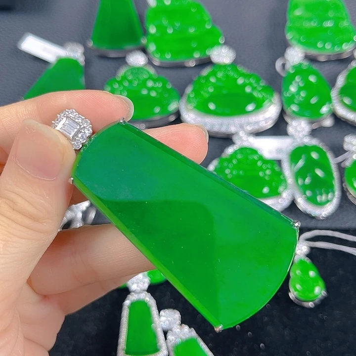 翡翠银S925镶嵌吊坠(不含链)