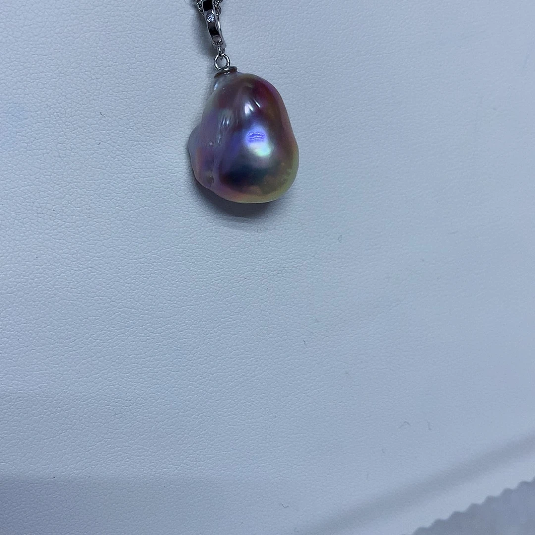 吊坠(不含链)银S925镶嵌淡水珍珠13-14