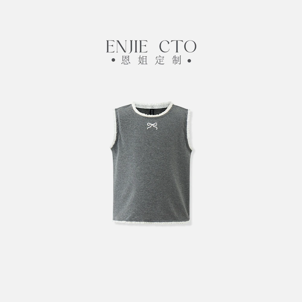 【恩姐定制】春季童装女童设计师蕾丝花边蝴蝶结背心ENCK21747