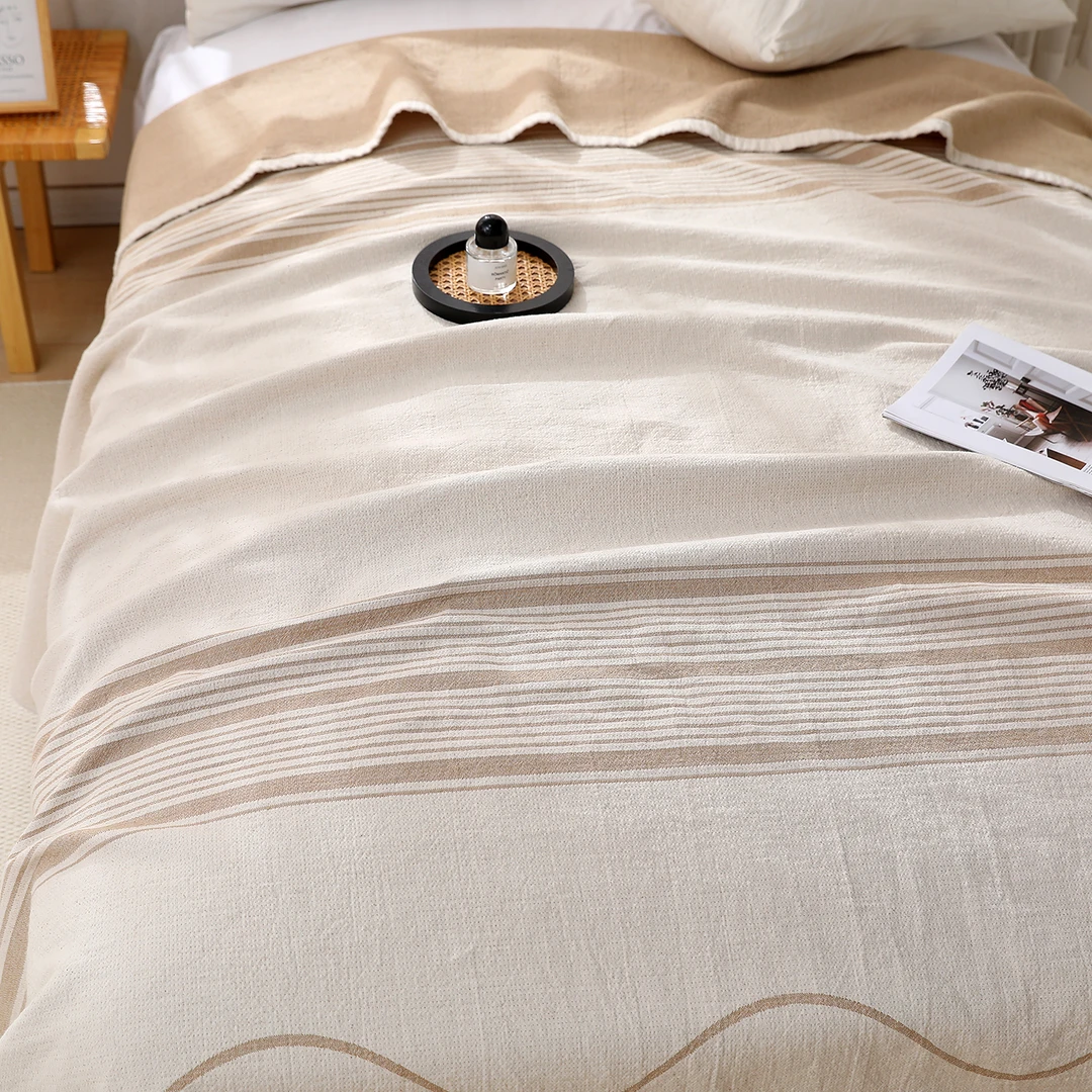 【回响-棕D】210*240私人订制超柔海岛棉汉麻毯