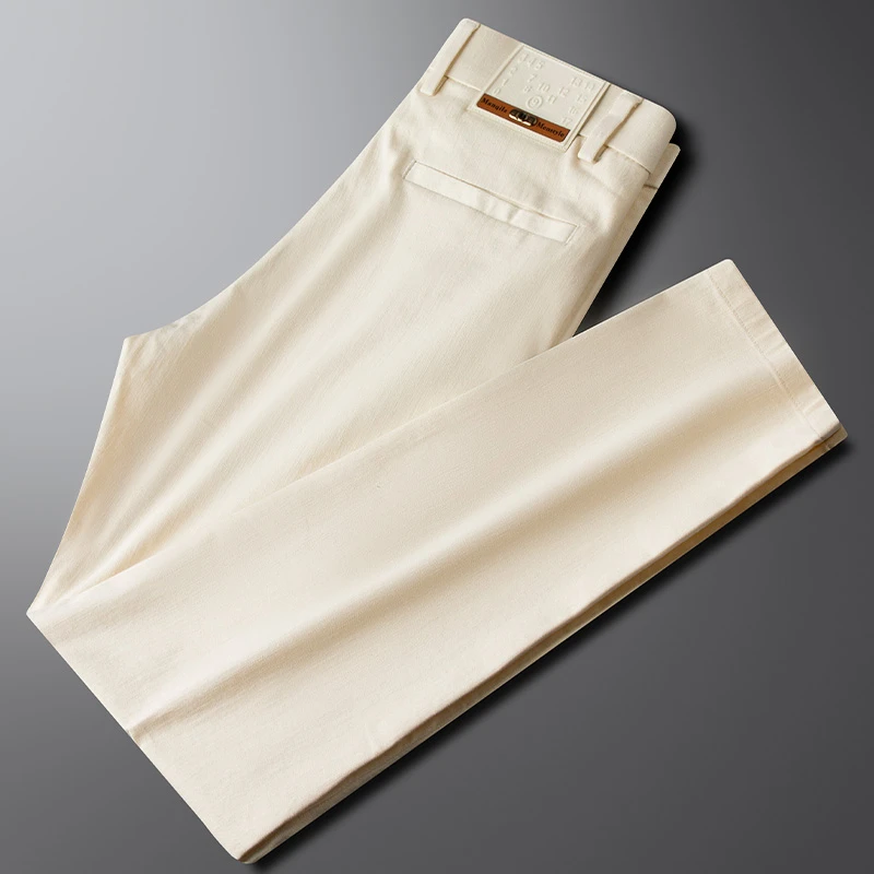 轻奢夏季薄款免烫弹力商务休闲裤男2025新款商务修身小脚直筒西裤