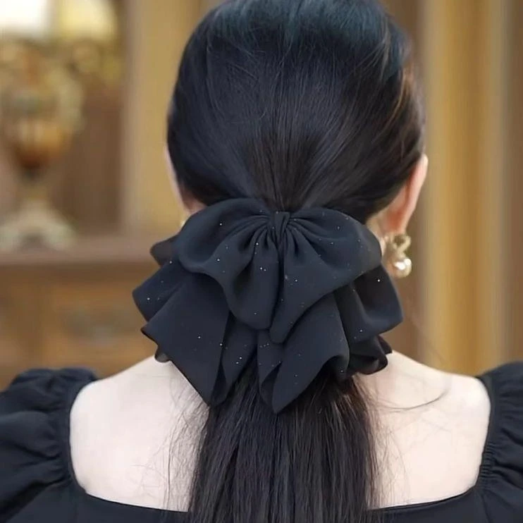 星蝶气质新款蝴蝶结发夹飘逸夏季发饰高颅顶鲨鱼夹马尾夹2025新款