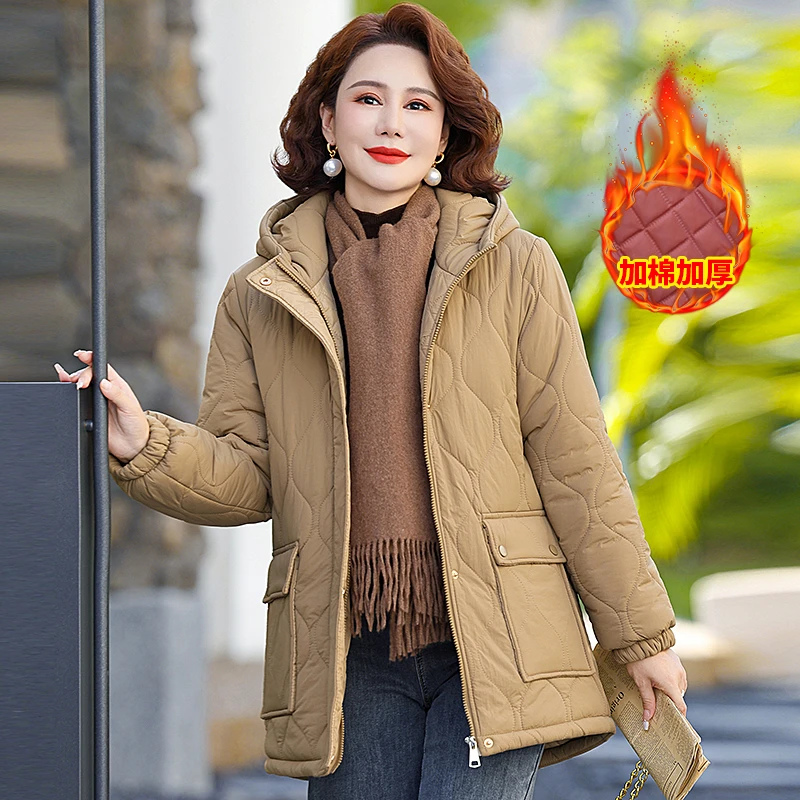 2024新款中年妈妈秋冬装洋气棉衣外套中老年女装时尚气质保暖棉袄