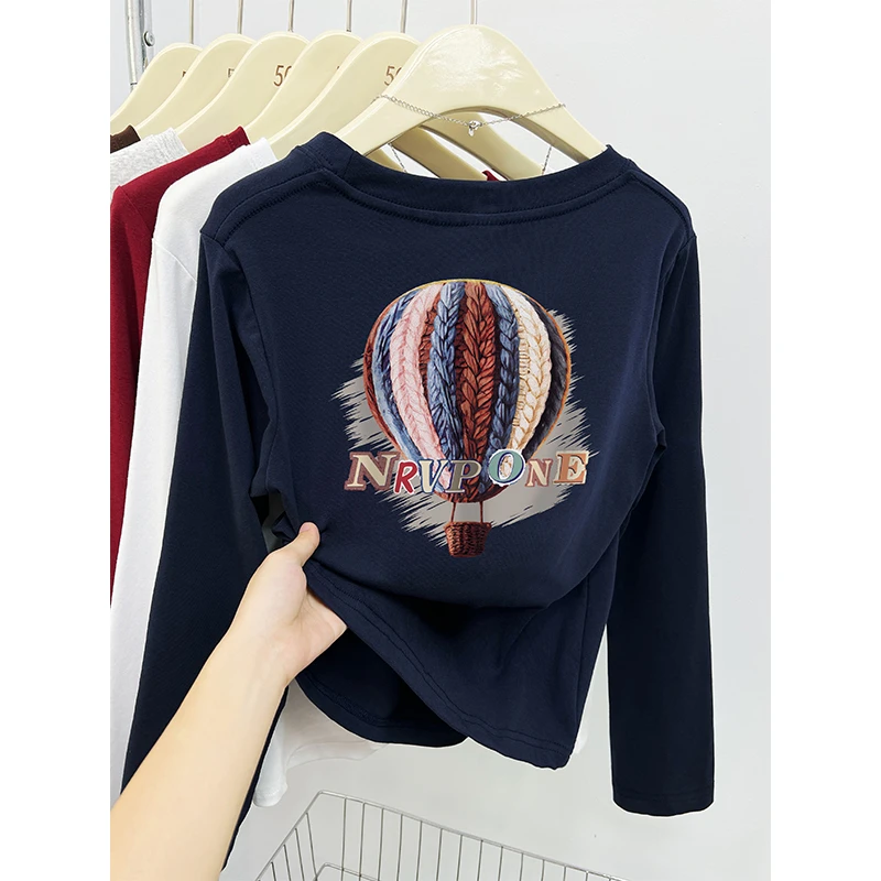 春季2025新款韩版chic洋气休闲百搭正肩长袖套头t恤女打底衫上衣