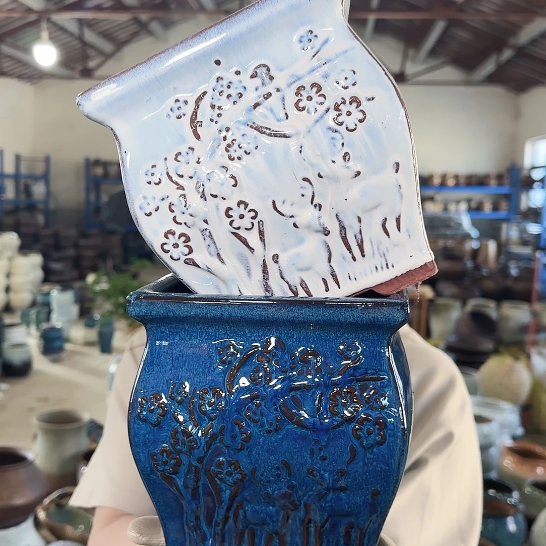 紫砂花盆高17口16