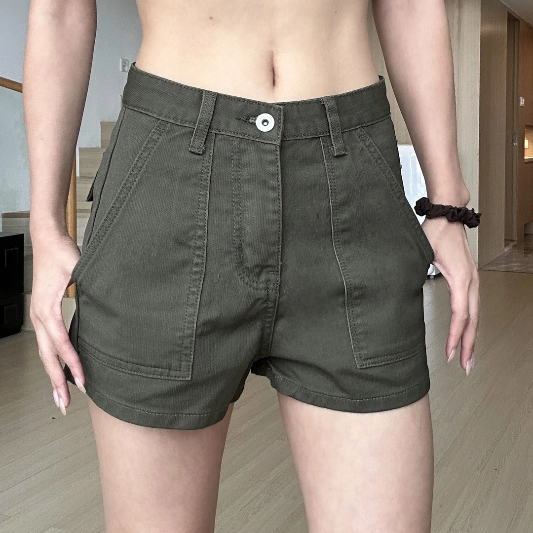 【部分现】 中腰大口袋工装短裤2025新款美式工装牛仔短裤Q254229