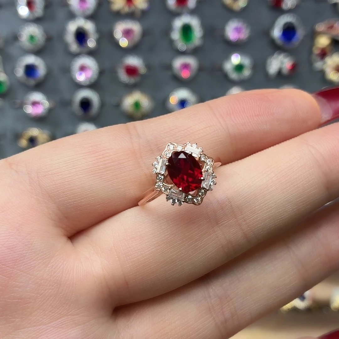 925银培育鸽血红色宝石