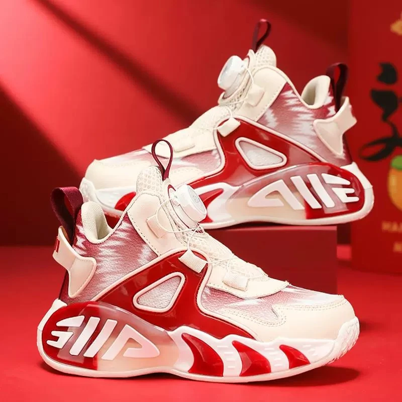 阿童木男童鞋红色透气运动鞋2025秋款儿童网面篮球鞋男孩轻便跑步