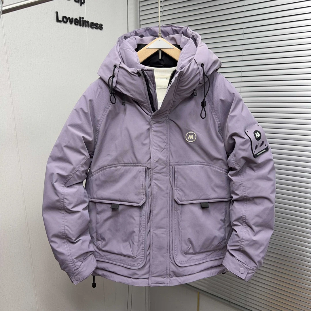 PinkAvril冬季新款连帽加厚羽绒服男户外设计款防寒工装鸭绒外套